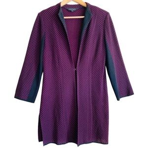 MING WANG Preppy Business Casual Lightweight Knit Long Cardigan Jacket Size M